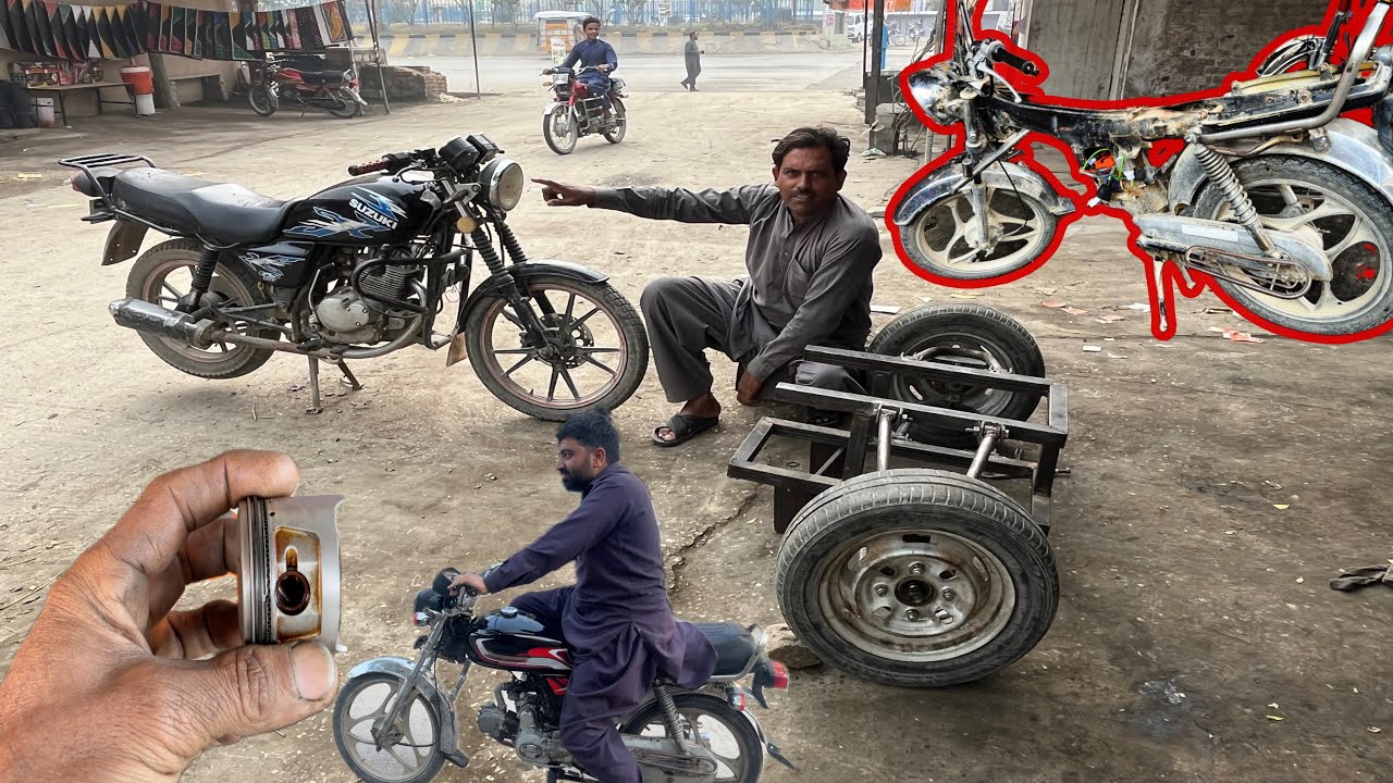 How to build a three-wheeled motorcycle Complete process of building a self-start motorcycle engine