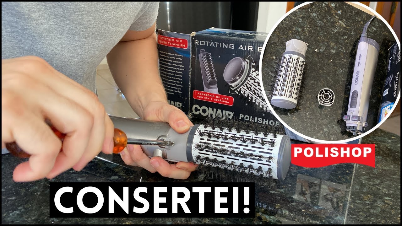COMO CONSERTAR ESCOVA ROTATIVA CONAIR POLISHOP (TRAVA QUEBRADA - PROBLEMA RESOLVIDO)