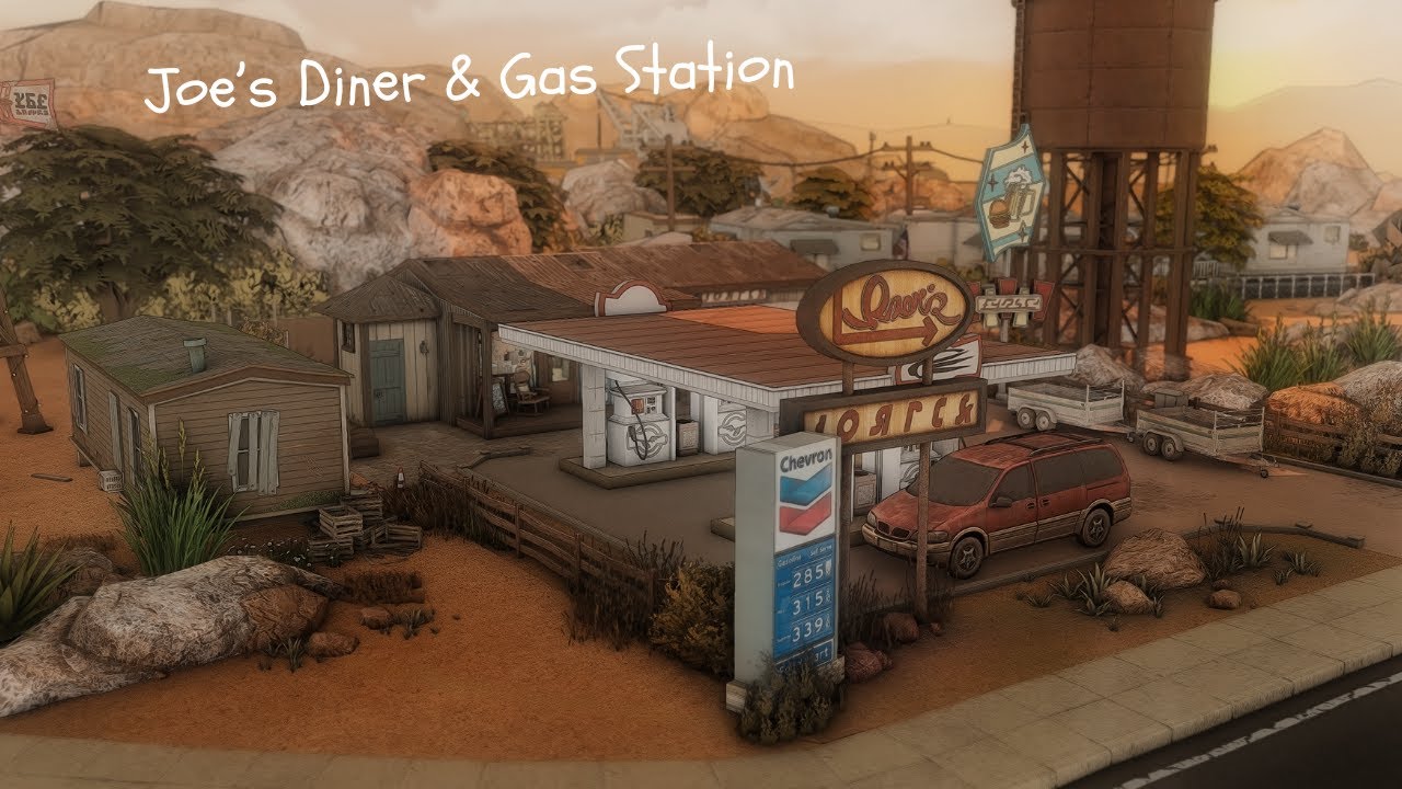 Diner & Gas Station | Sims 4 - Speed Build | CC