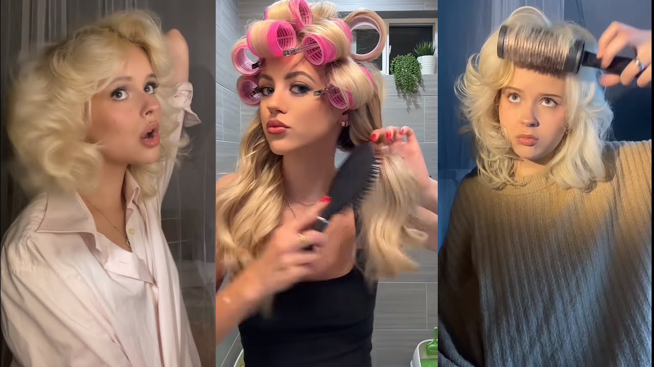 80s/90s blowout hair tutorial TikTok compilation