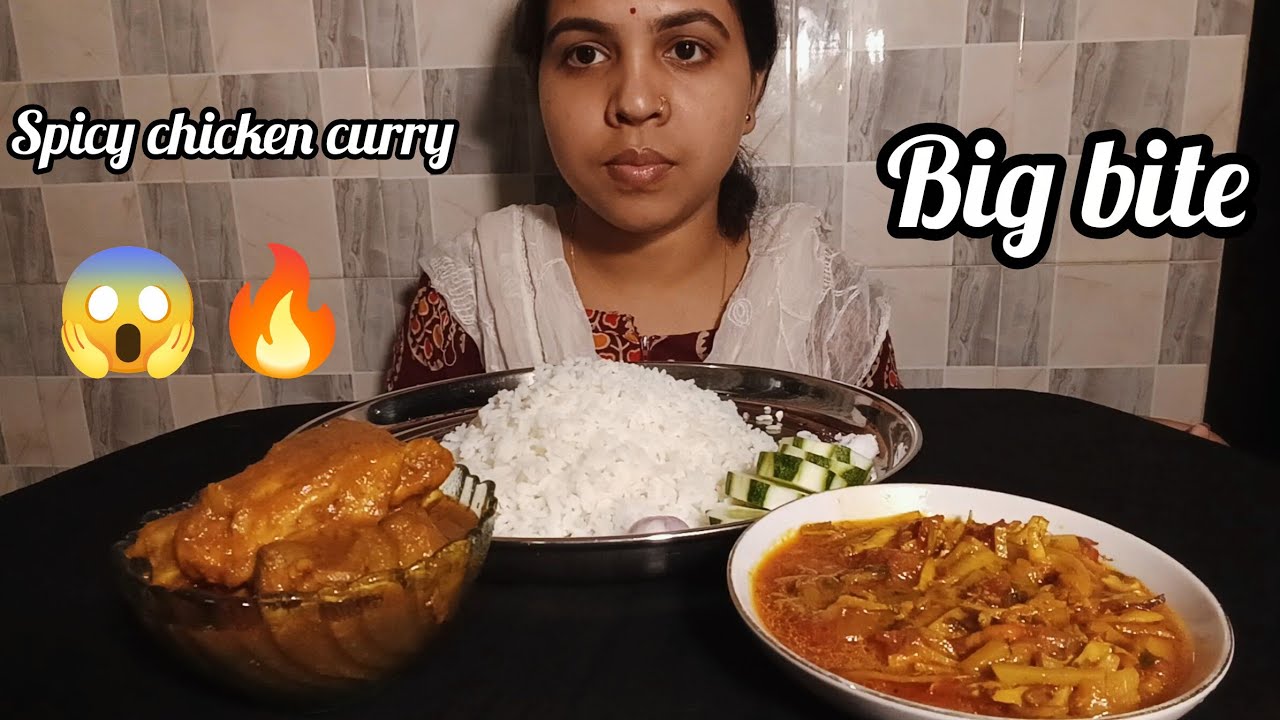 Big Bite Spicy Chicken Curry & Kachki Fish Bhuna with Rice | Mukbang