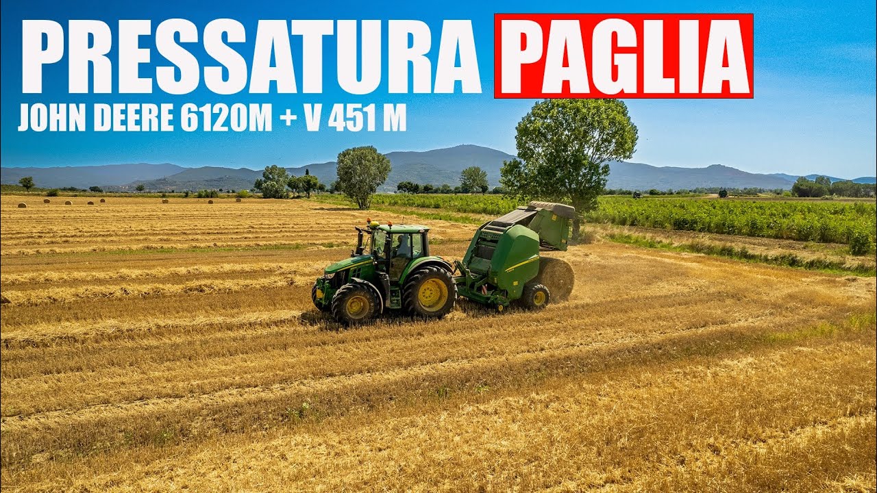 *NEW* PRESSATURA PAGLIA 2023 | JOHN DEERE 6120m + V 451 M | CAPACCIOLI