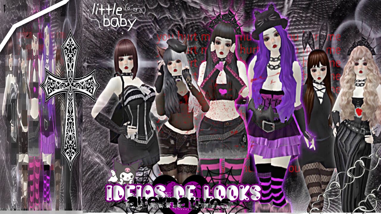 𖦹๋࣭⭑ ࿔ Ideias de looks alternativos/góticos de avacoins | Avakin Life ♰