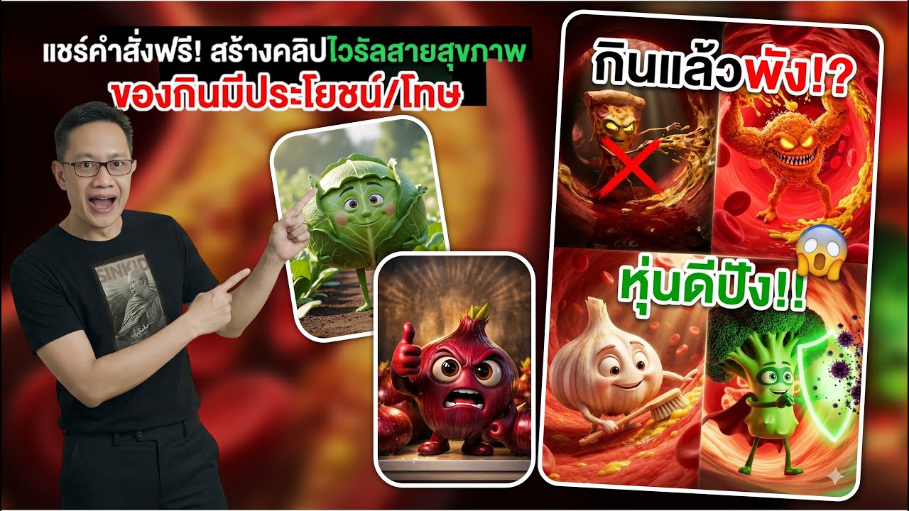 แจกพร้อมพ์ฟรี ทำคลิป AI เกี่ยวกับ Food Talk ของกินเล่าเรื่อง