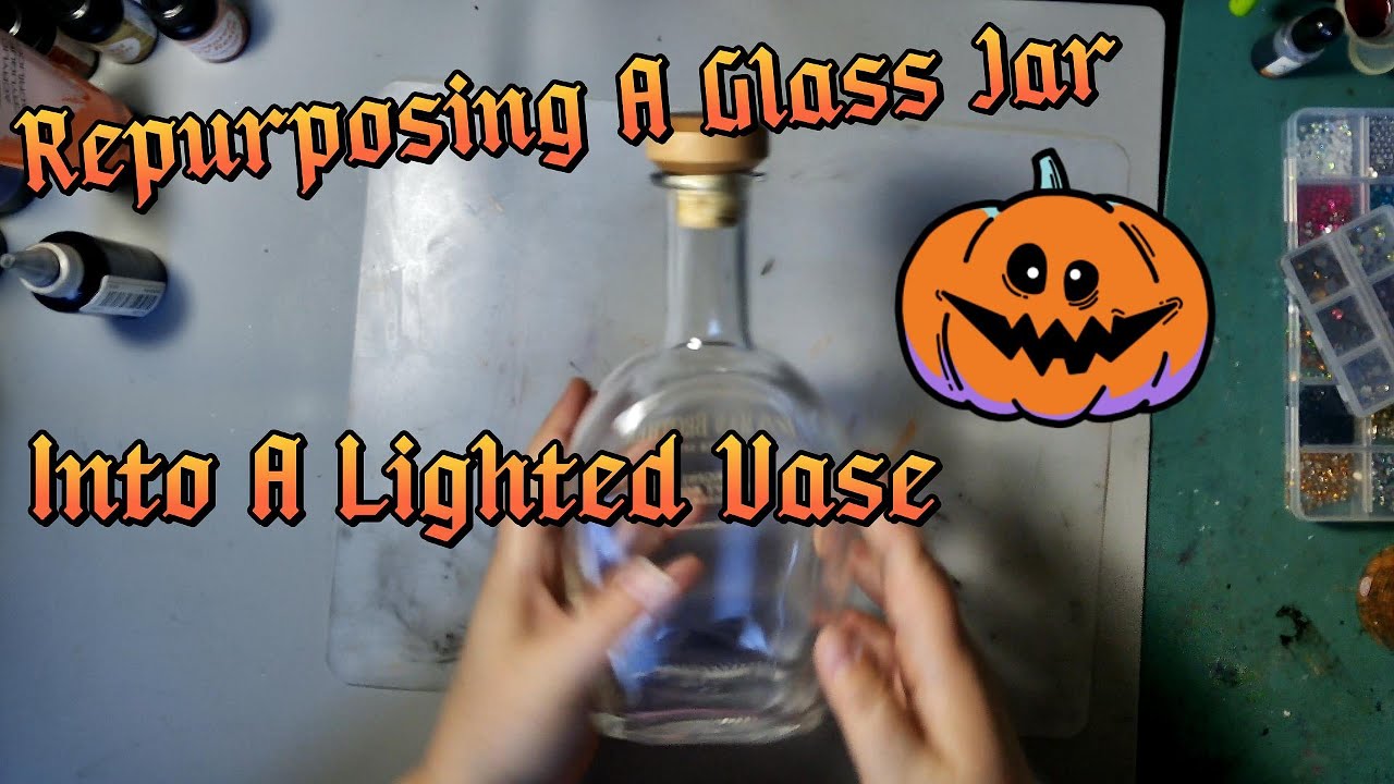 Light Up Halloween Vase/ Repurposing A Glass Jar/ EP 168