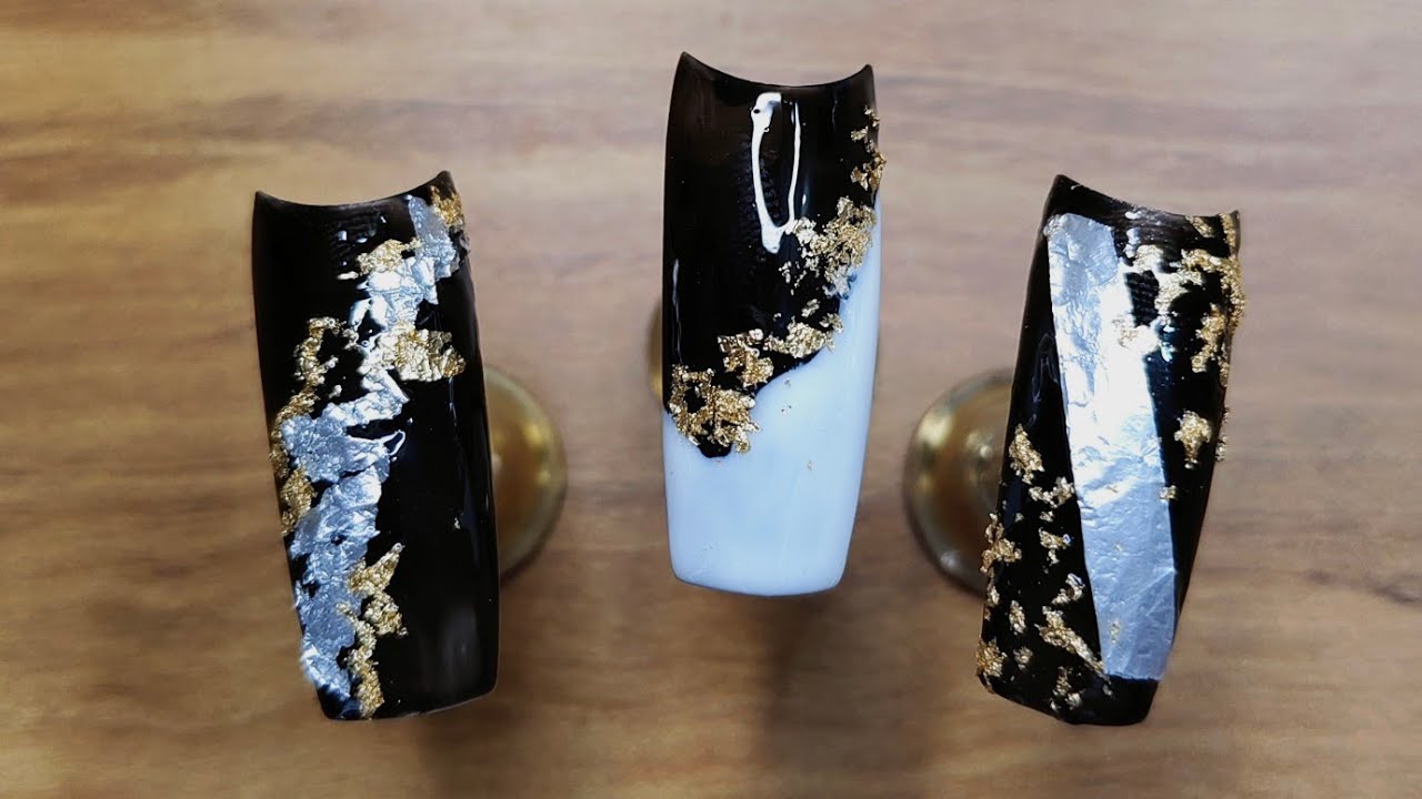 foil paper nail art design/ easy cateye nail design/nail art for beginners 💜💐❤️