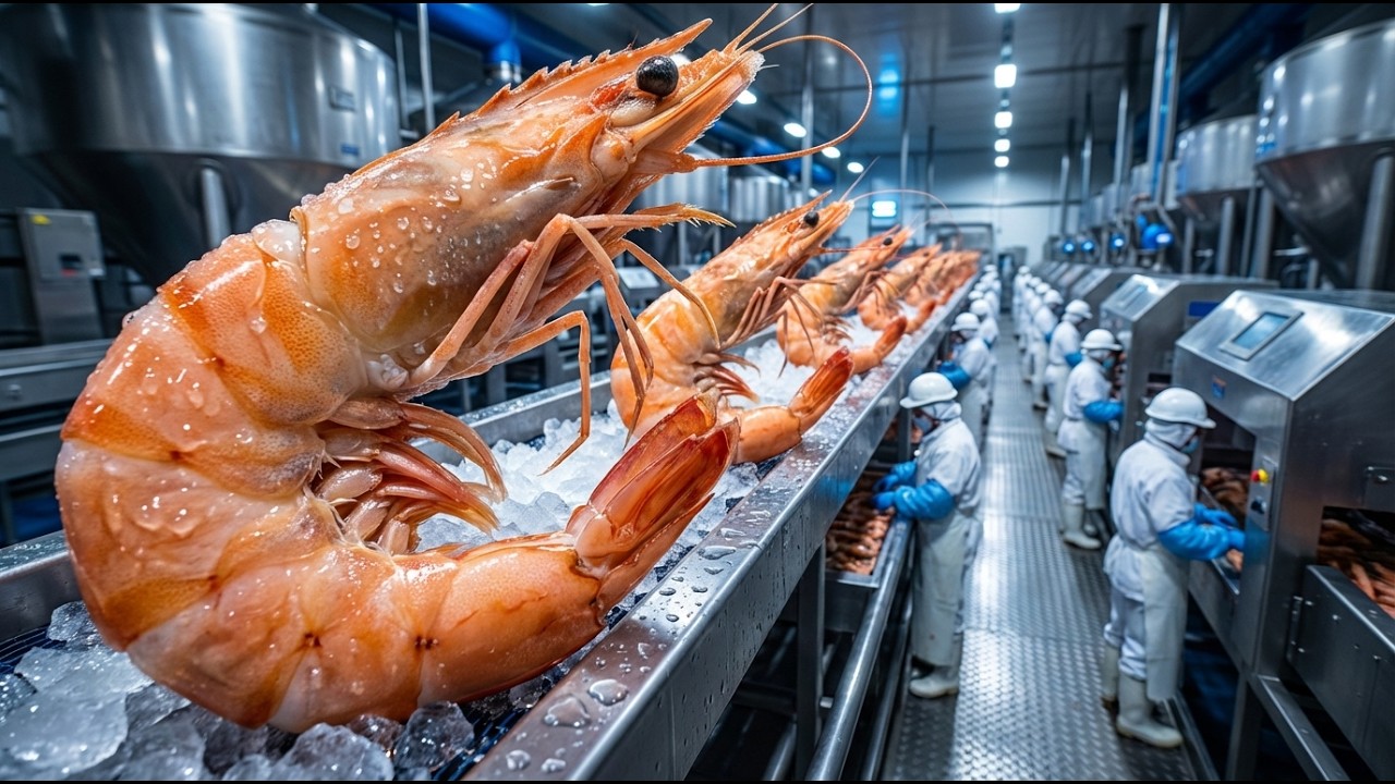 Inside a Massive Shrimp Processing Factory 😱 | Seafood Production Process