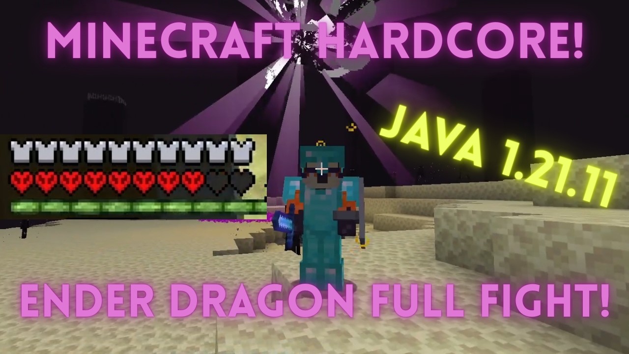 Minecraft HARDCORE ENDER DRAGON FULL FIGHT (Minecraft Java Commentary)