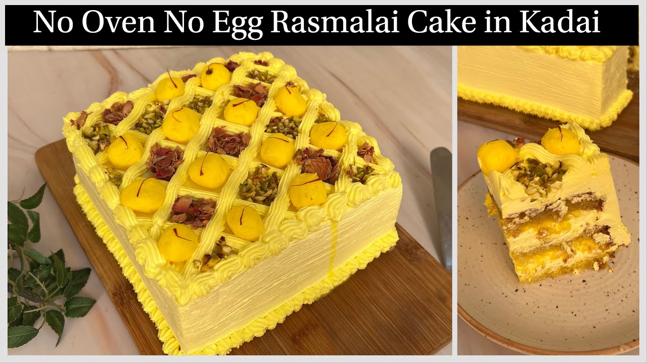 Super Soft Rasmalai Cake In kadai |No Oven, No Eggs, No Milk Powder Malai Cake Recipe | Kulfi cake