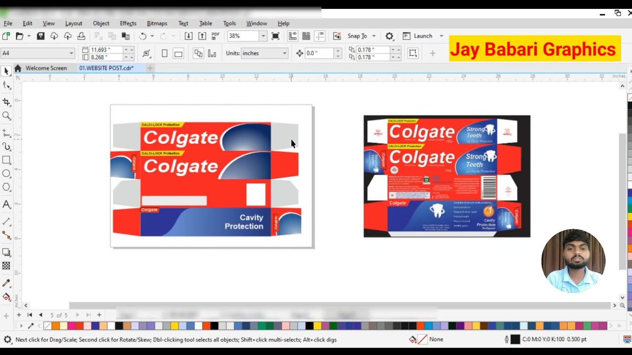 How To Create A Colgate Box Cover Design In CorelDraw//Jay Babari Graphics Tutorial