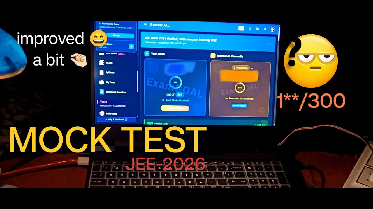 MOCK TEST 🤧 1**/300?..... 40 Days left for JEE 2026 || [ JEE DROPPER ]