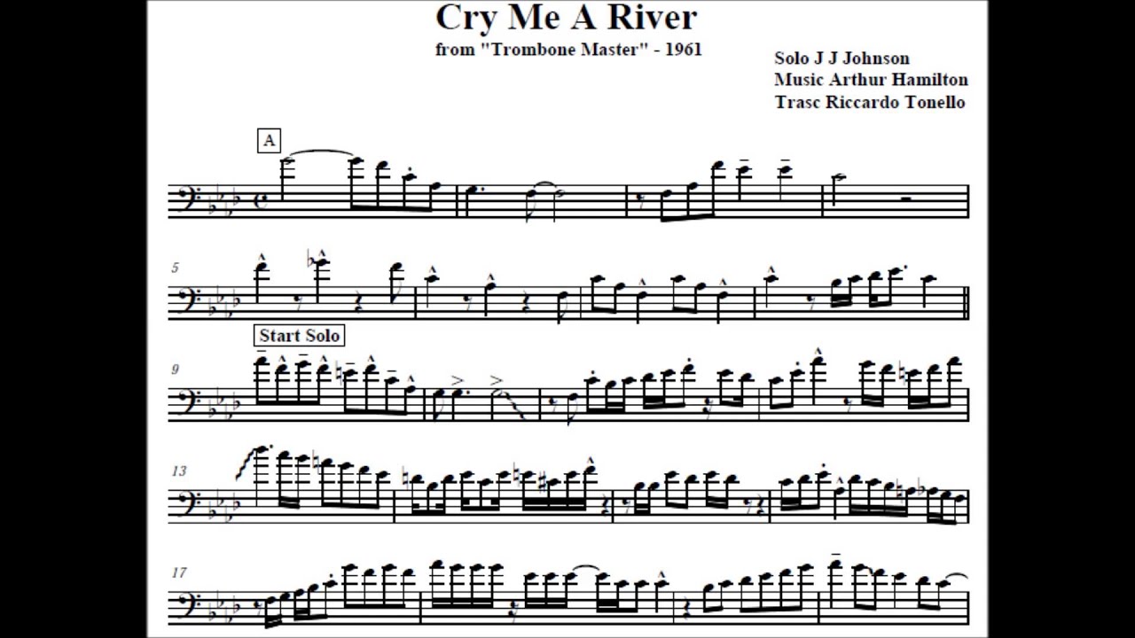 Cry Me A River - J J Johnson (Transcription)