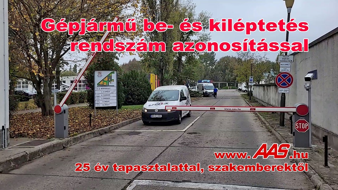 Gépjármű be- és kiléptetés rendszám azonosítással, automata sorompókkal