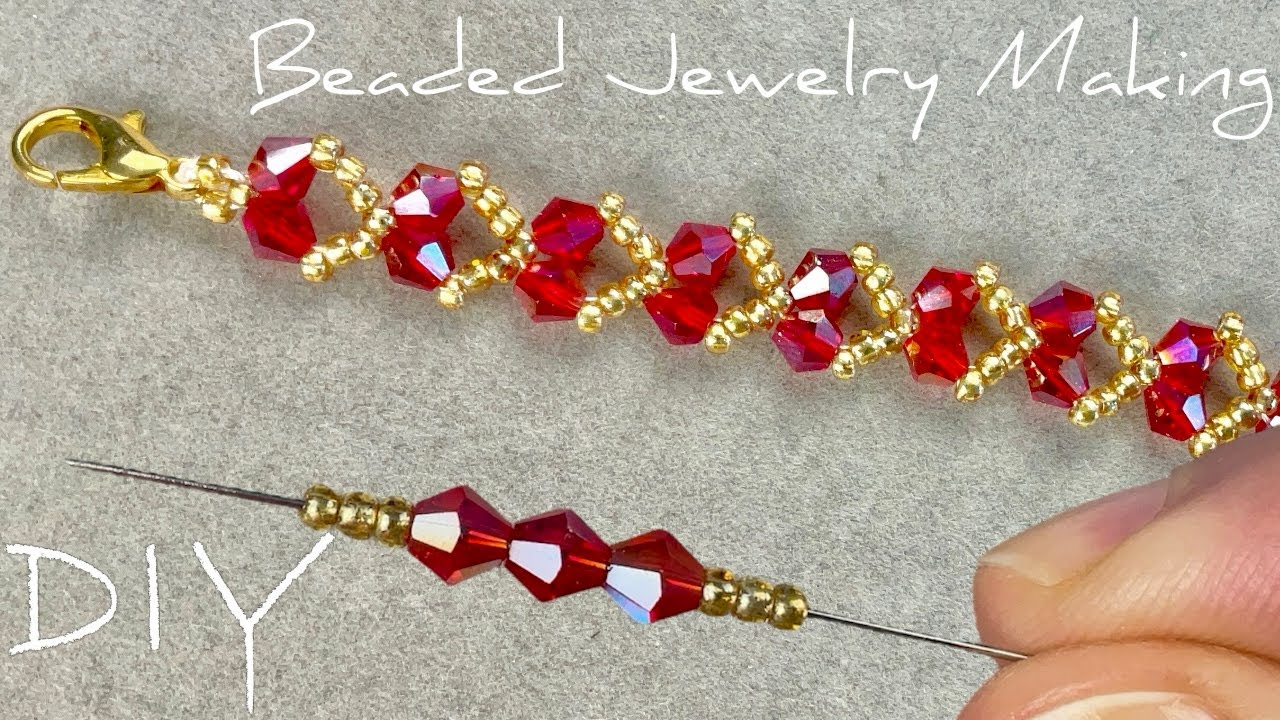 WOW, So EASY! HEART Bracelet Making With Beads and Crystals! Crystal Beads Jewelry Making