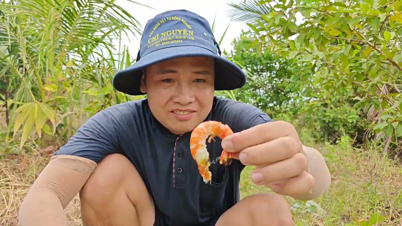 Một ngày mò tôm bắt cá, nướng ăn như người rừng#nguyeenhien vlog#!netQuemiengtay