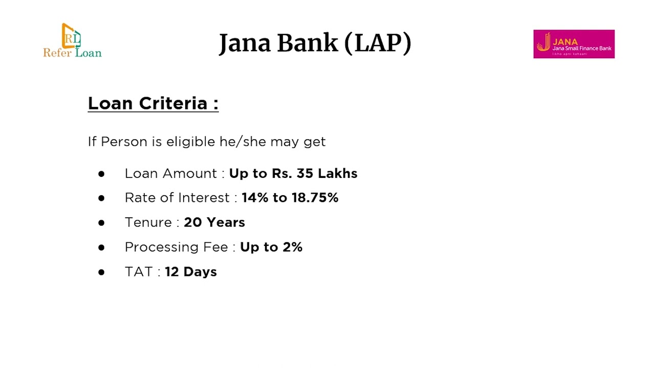 Jana Bank Loan against Property Policy in English