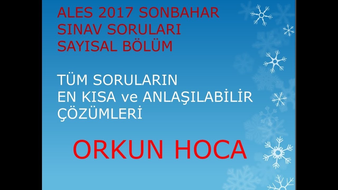 ALES 2017 SONBAHAR TÜM SAYISAL BÖLÜM