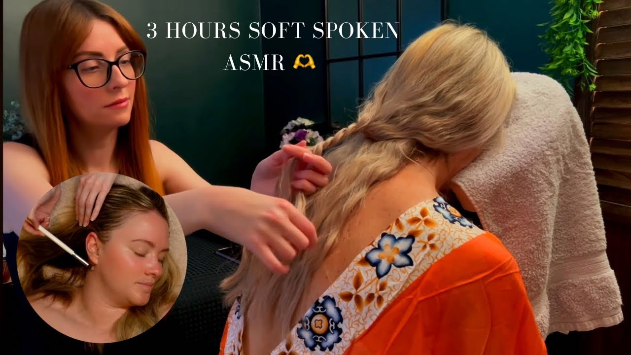 3 HOURS of ASMR for Deep Sleep NO MID ADS (SOFT SPOKEN ~ Hair, Neck, Ear & Back Attention) 🫶