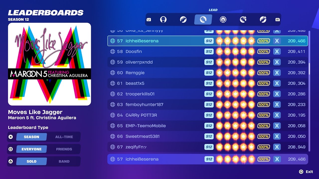 [Fortnite Festival S12] Moves Like Jagger 100% FC Expert Lead