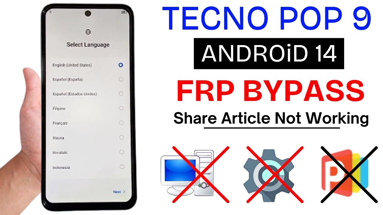 Tecno Pop 9 FRP Bypass Android 14 | Tecno Pop 9 Frp Unlock Without Pc 2025 Share Option Not Open
