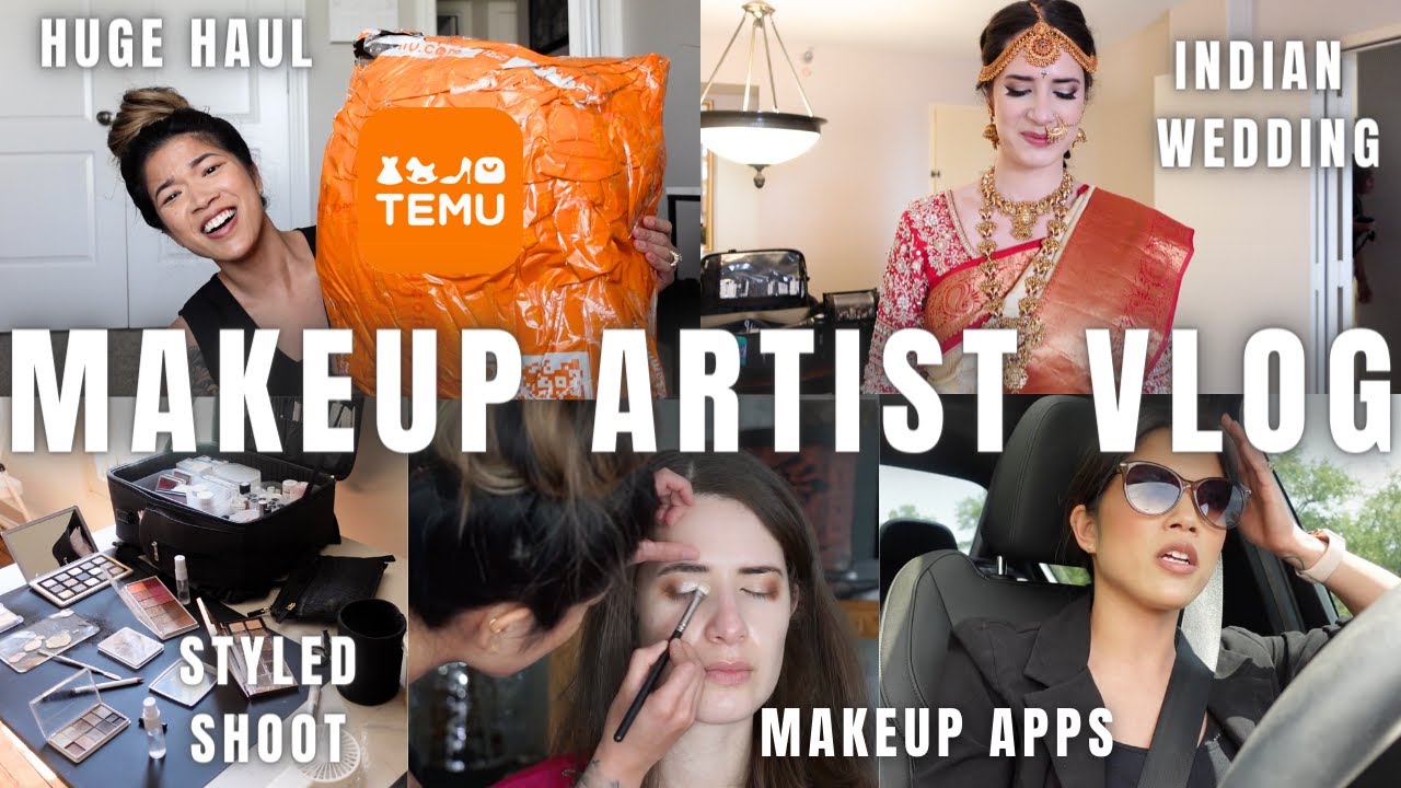 MUA VLOG: 3 DAY wedding, TEMU haul, styled shoot + kit prep!