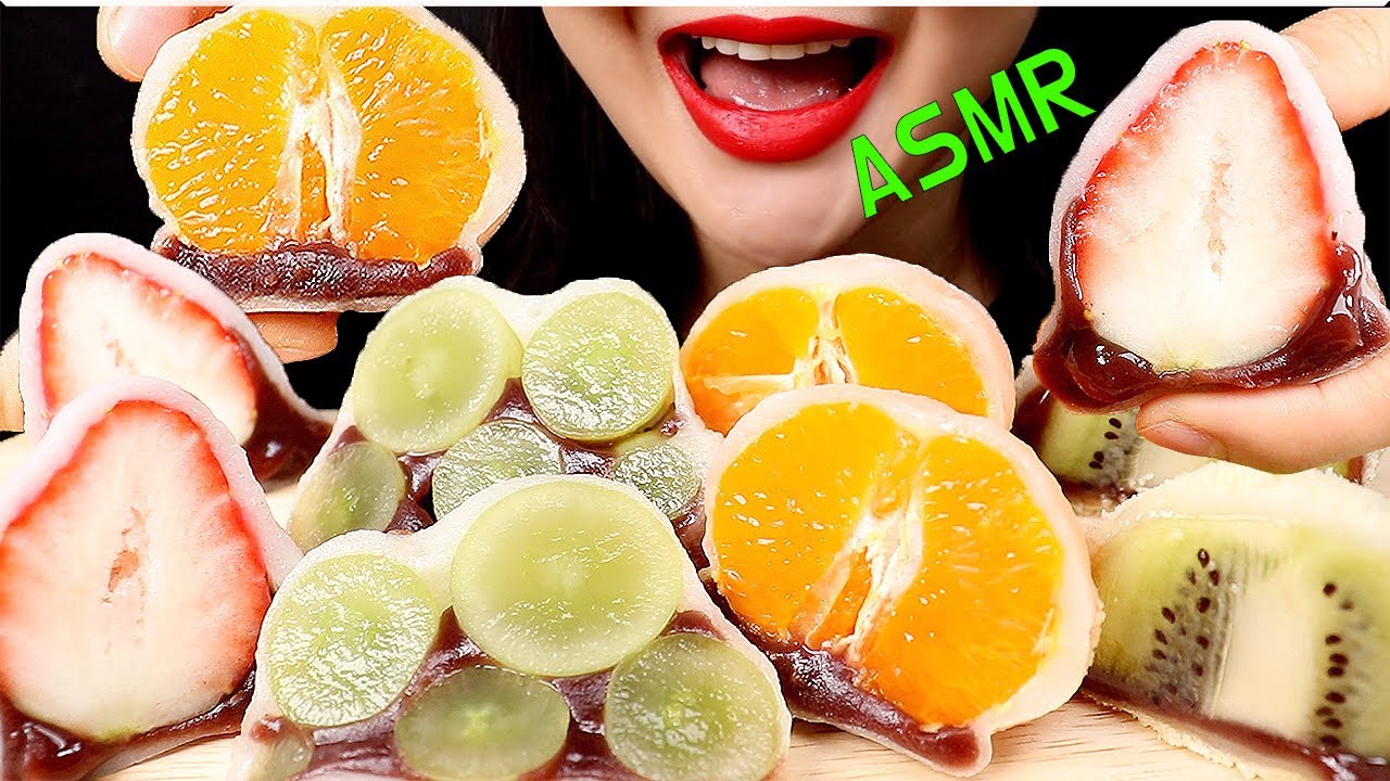 🌈 RAINBOW FRUIT RICE CAKE 🍡 과일 찹쌀떡 ASMR NO TALKING MUKBANG EATING SOUNDS