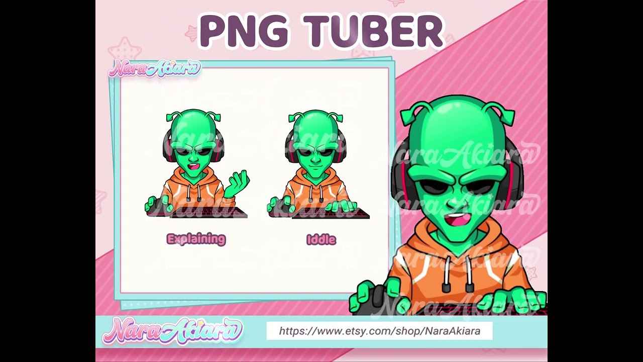 Unique and Interesting Design - Elevate Your Vtuber Stream with Chibi PNGTuber Avatar Alienz