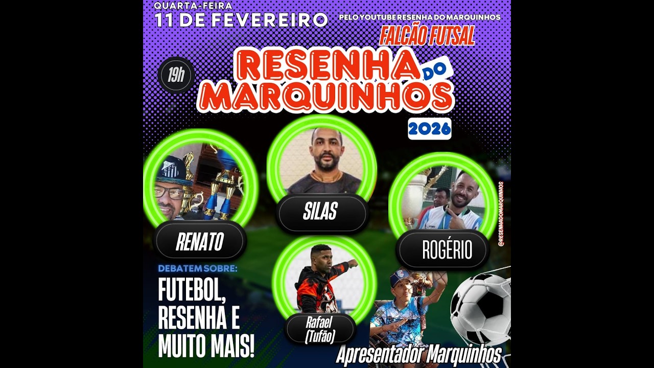 Marquinhos e Tufão apresentam a Resenha com os entrevistados Renato, Silas e Rogério.