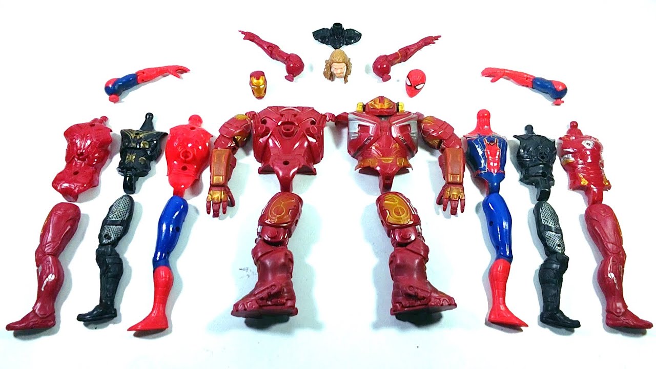 AVENGERS SUPERHERO TOYS HULK BUSTER VS SPIDER-MAN3 VS CAPTAIN THOR VS IRONMAN...