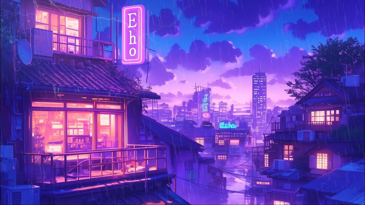 Neon Lofi Infused Nights 🎵🌧️ 1980s & 90s Lofi Hip Hop Music and Study Mix