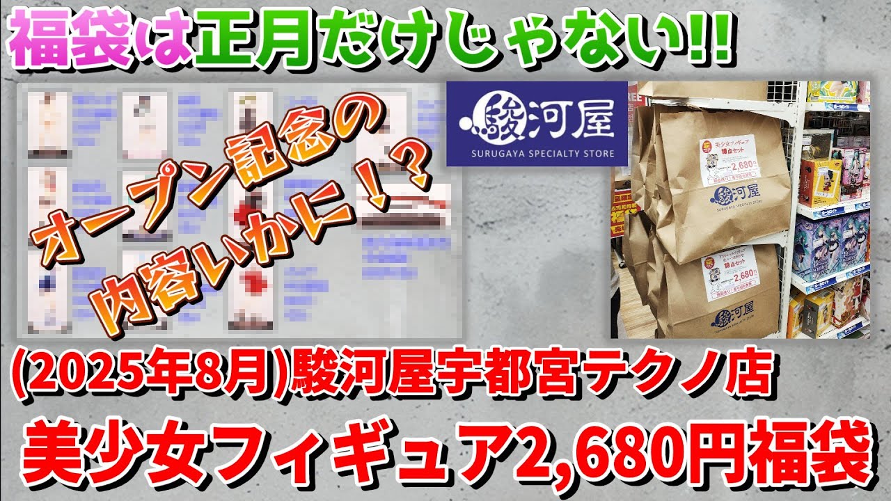 【2025年8月】駿河屋宇都宮テクノ店オープン記念美少女フィギュア2,680円福袋開封動画(Anime Figure　Lucky bag unboxing)