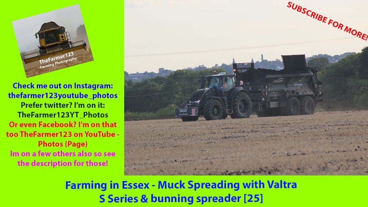 Farming in Essex - Muck Spreading with Valtra S Series & bunning spreader [25]