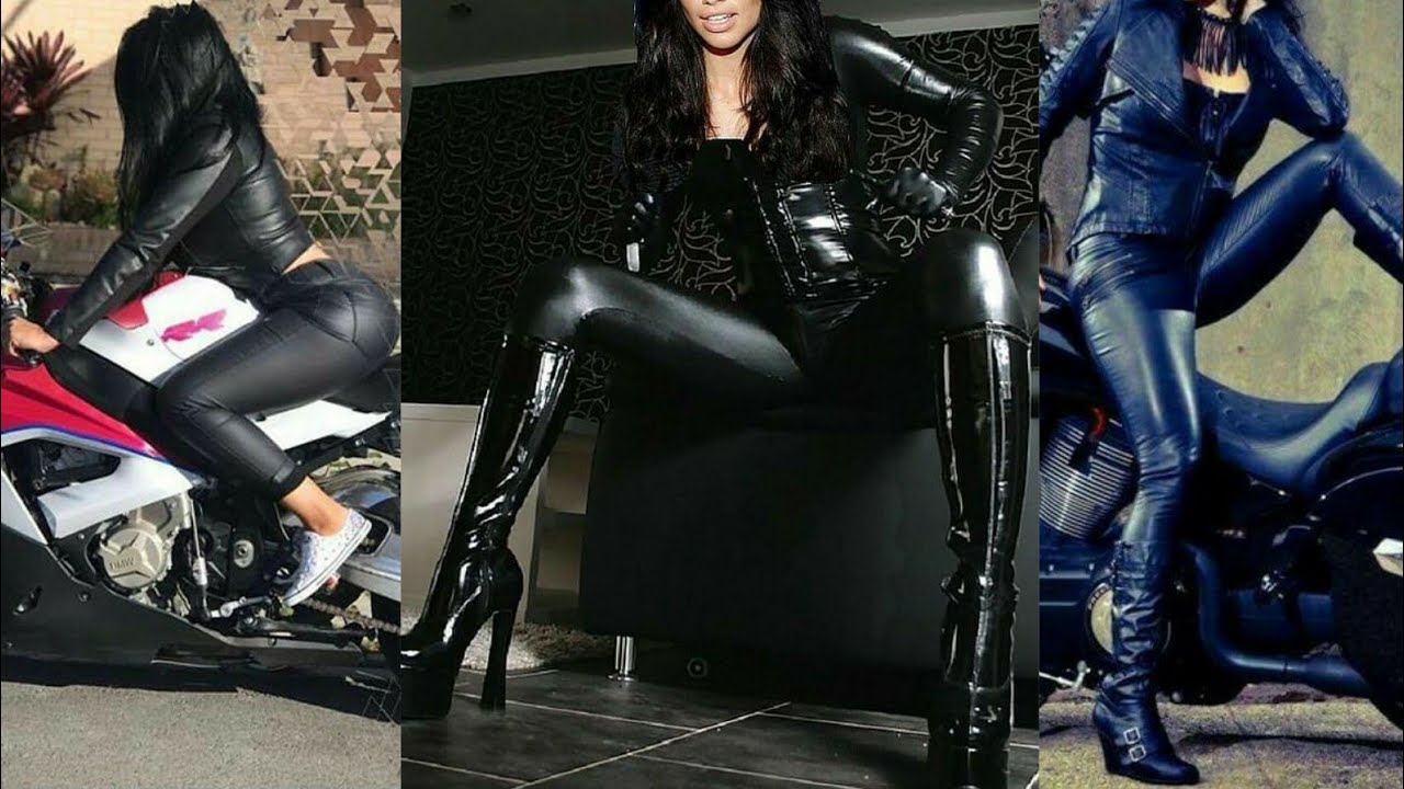 latest shiny latex leather biker dresses/catsuits for women and girls