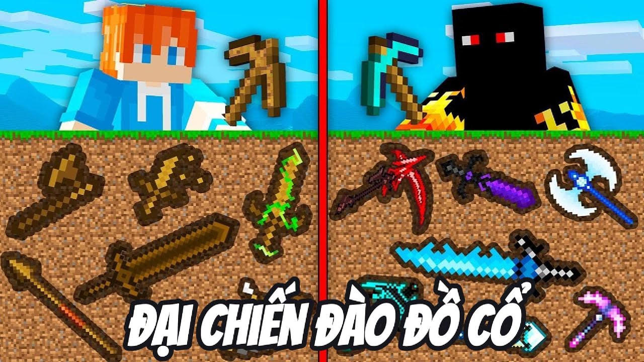 Thử Thách ĐẠI CHIẾN ĐÀO ĐỒ CỔ TRỞ THÀNH TỶ PHÚ TRẢ THÙ BẠN THÂN Minecraft Siêu Bất Ổn🤣