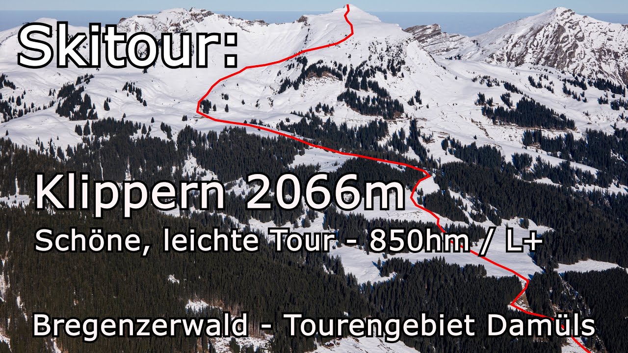 Skitour: Klippern 2066m - Schöne, leichte Skitour - 850hm / L+;  Bregenzer Wald Tourengebiet Damüls