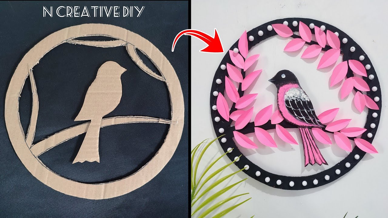 Best out of waste cardboard craft | Wall hanging craft | Diy Bird wall decoration | Home decoration