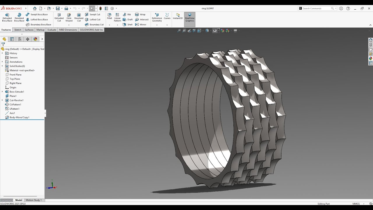 solid works tutorial a simple ring