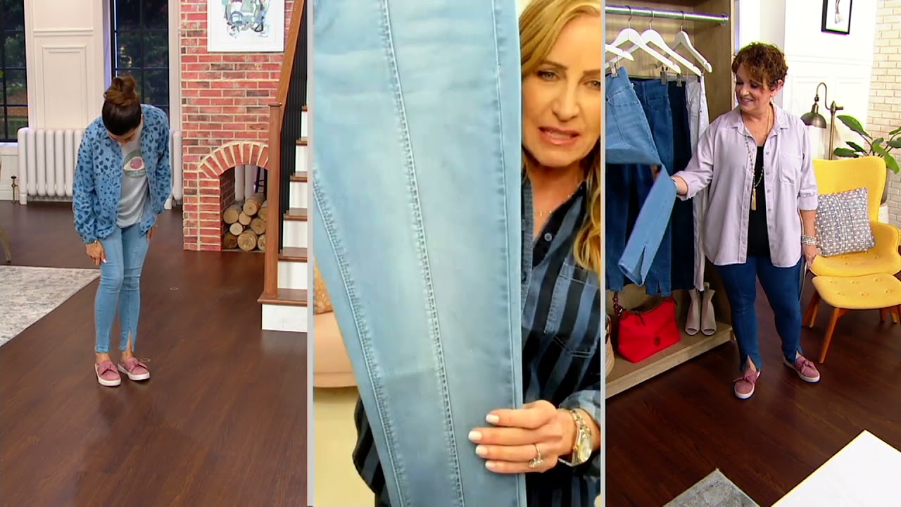 Laurie Felt Curve Silky Denim Ankle Skinny Jeans with Front Slit on QVC