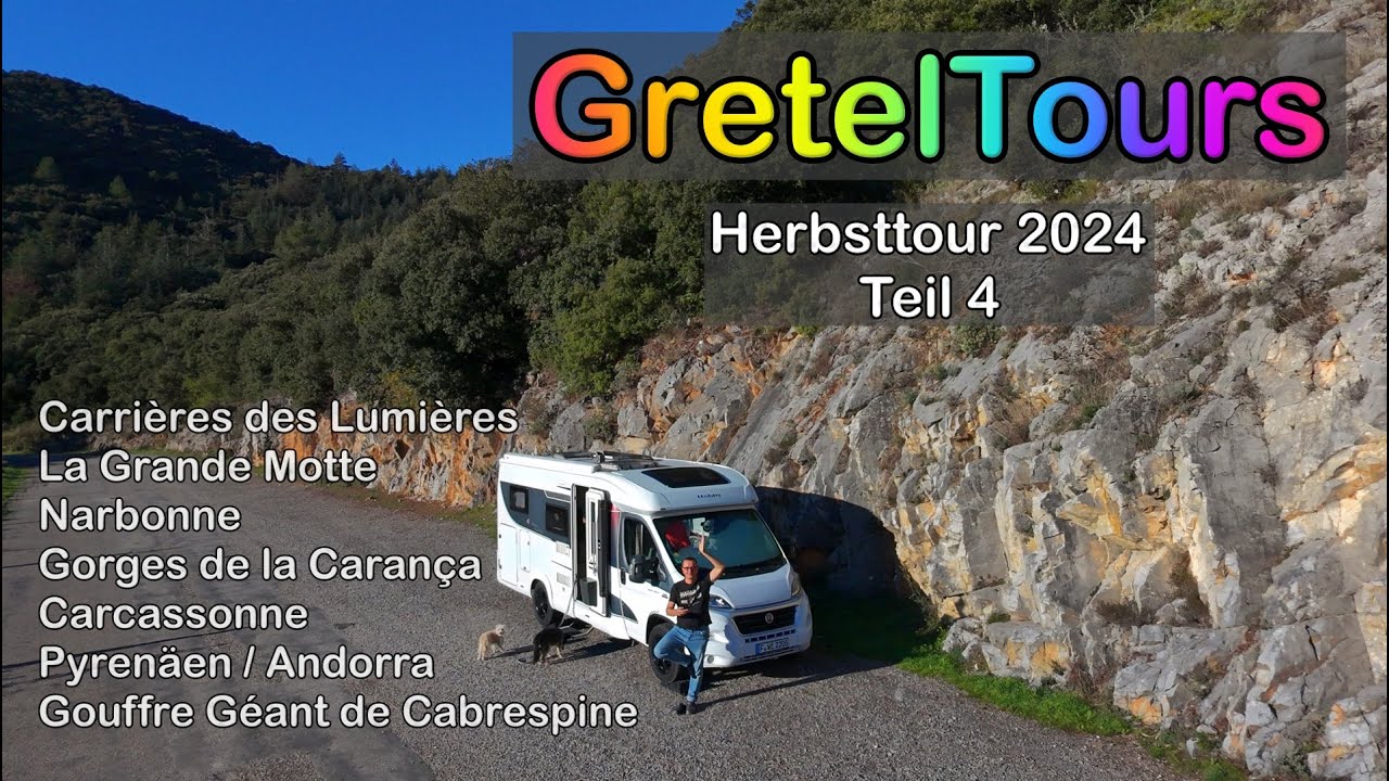 GretelTours Herbst 2024 Teil 4/Carrières des Lumières/Pyrenäen/Narbonne/Carcassonne/Andorra/Caranca