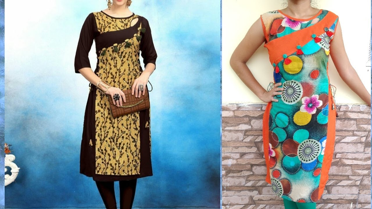 3 panels kurti with stylish neck design making