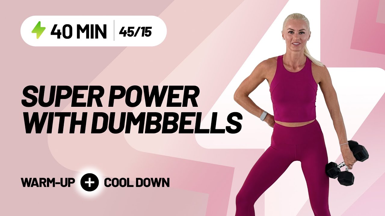 40 Min Super Power with Dumbbells at Home,  No Jumping + Warm-Up & Cool Down | ⚡Full Charge Series ⚡