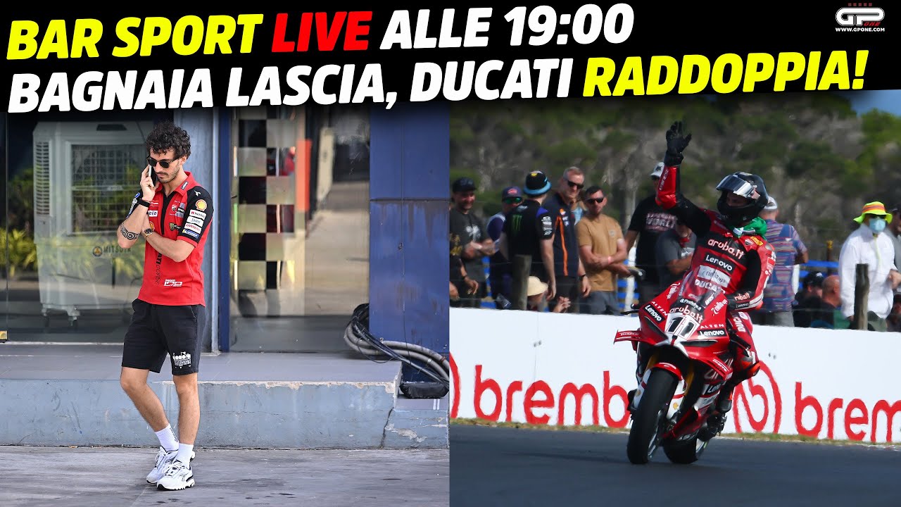 LIVE Bar Sport alle 19:00 - Bagnaia lascia, Ducati raddoppia (vince anche in SBK)