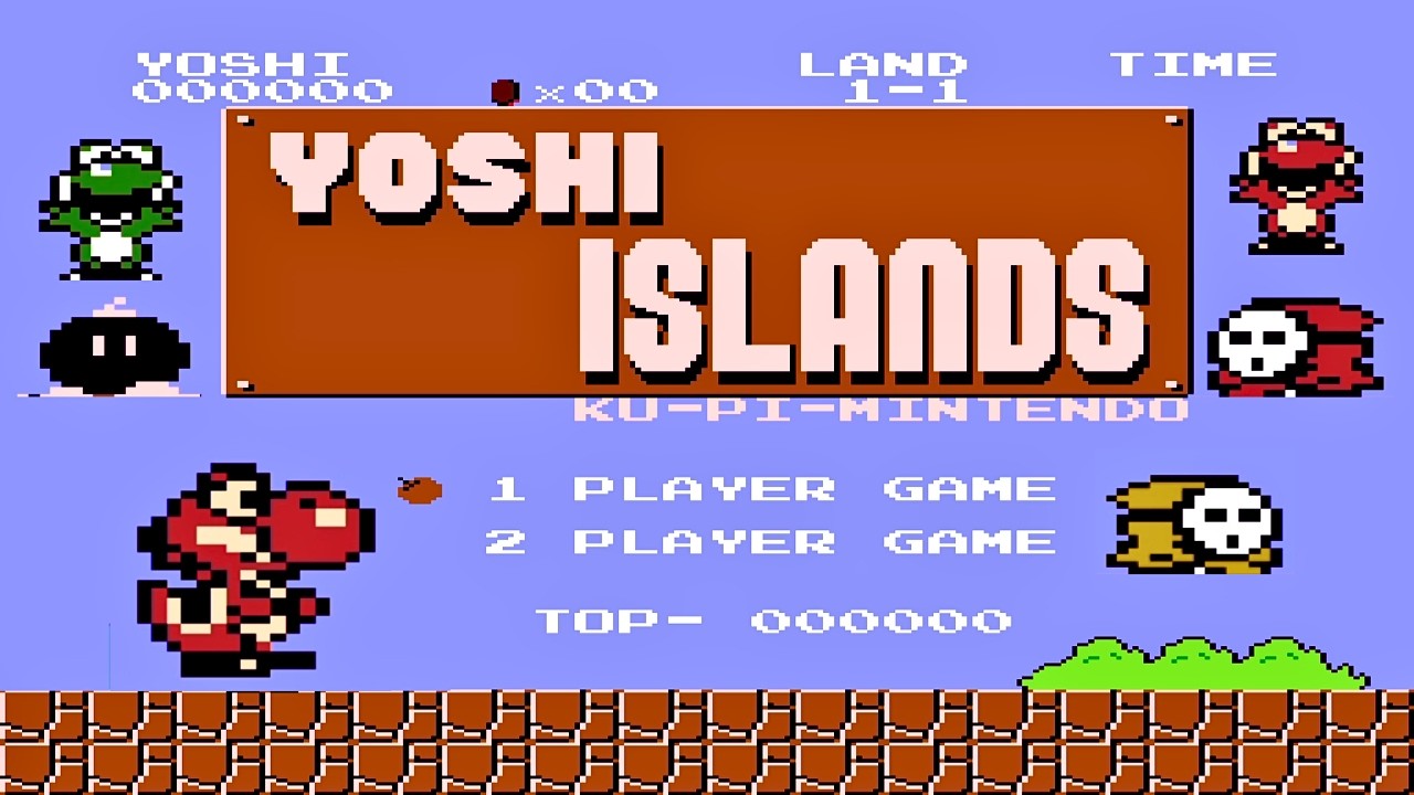 NES Super Mario Bros Gameplay : Yoshi Islands SMB1 Hack
