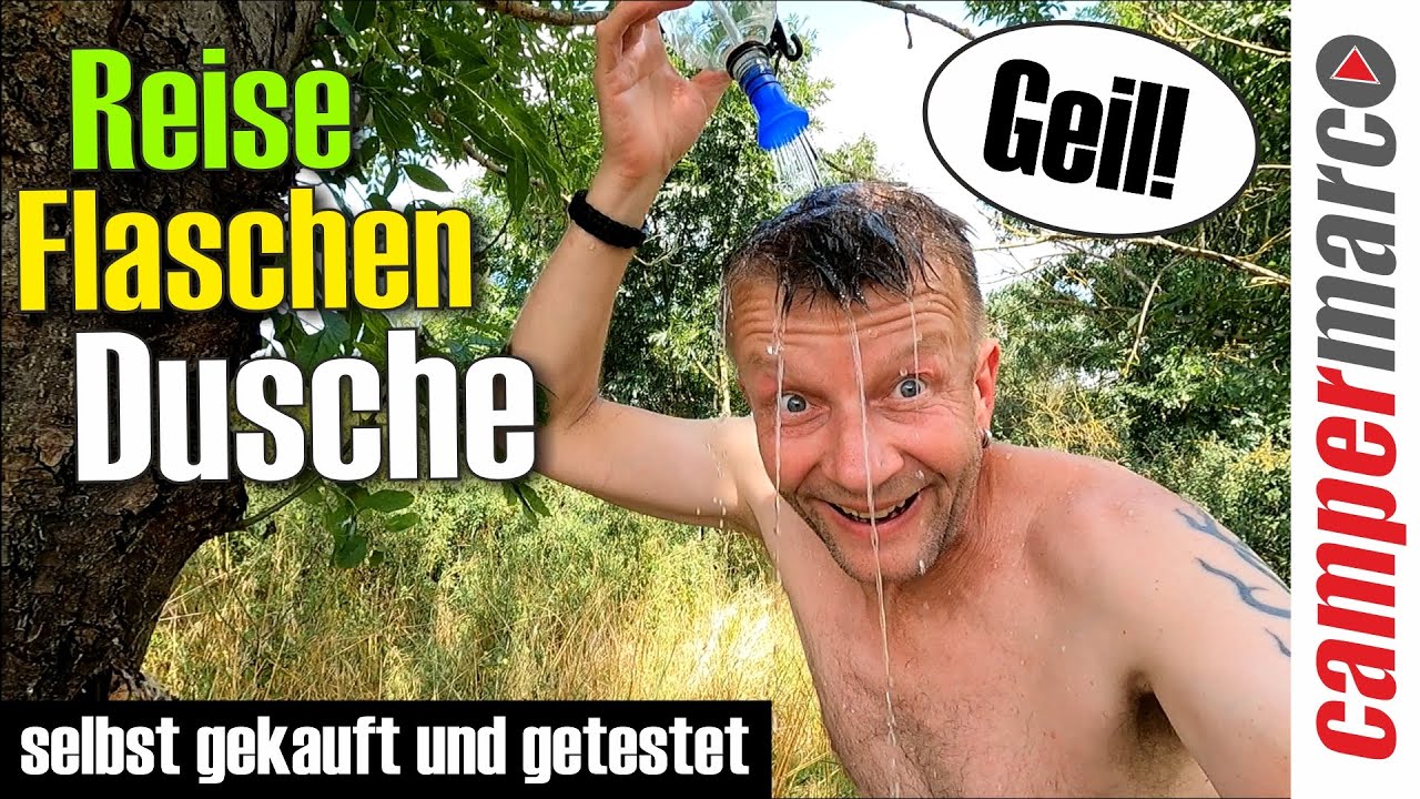 Duschen mit 1,5l Wasser | Perfekte Camping-Dusche ohne Strom | Reise - Flaschen -Dusche