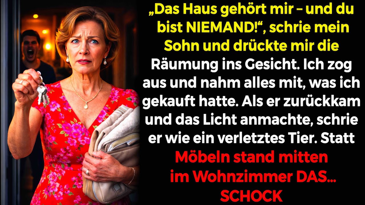 „Das Haus gehört mir!“, schrie mein Sohn. Ich ging, nahm alles mit. Licht an – er schrie: