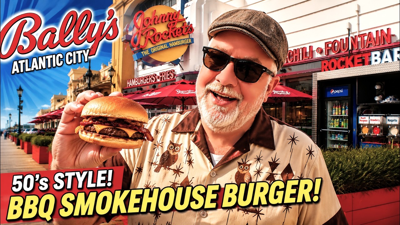 🍔 JOHNNY ROCKETS В АТЛАНТИК-СИТИ! 🍟 Обзор бургера BBQ Smokehouse + игра в слот в казино Golden Nu...