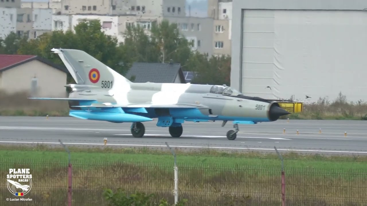 The Last Mig-21 Lancer for maintenance at Bacau Airport. Departure for his home base.