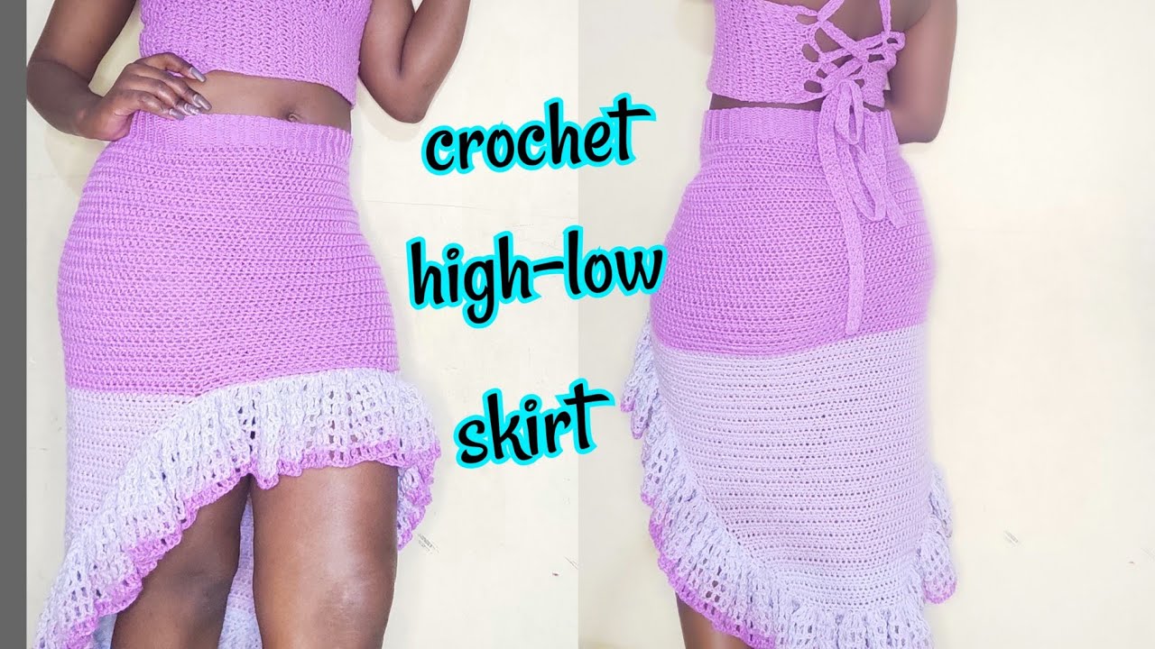 How to crochet a high-low skirt//crochet high-low skirt with ruffles