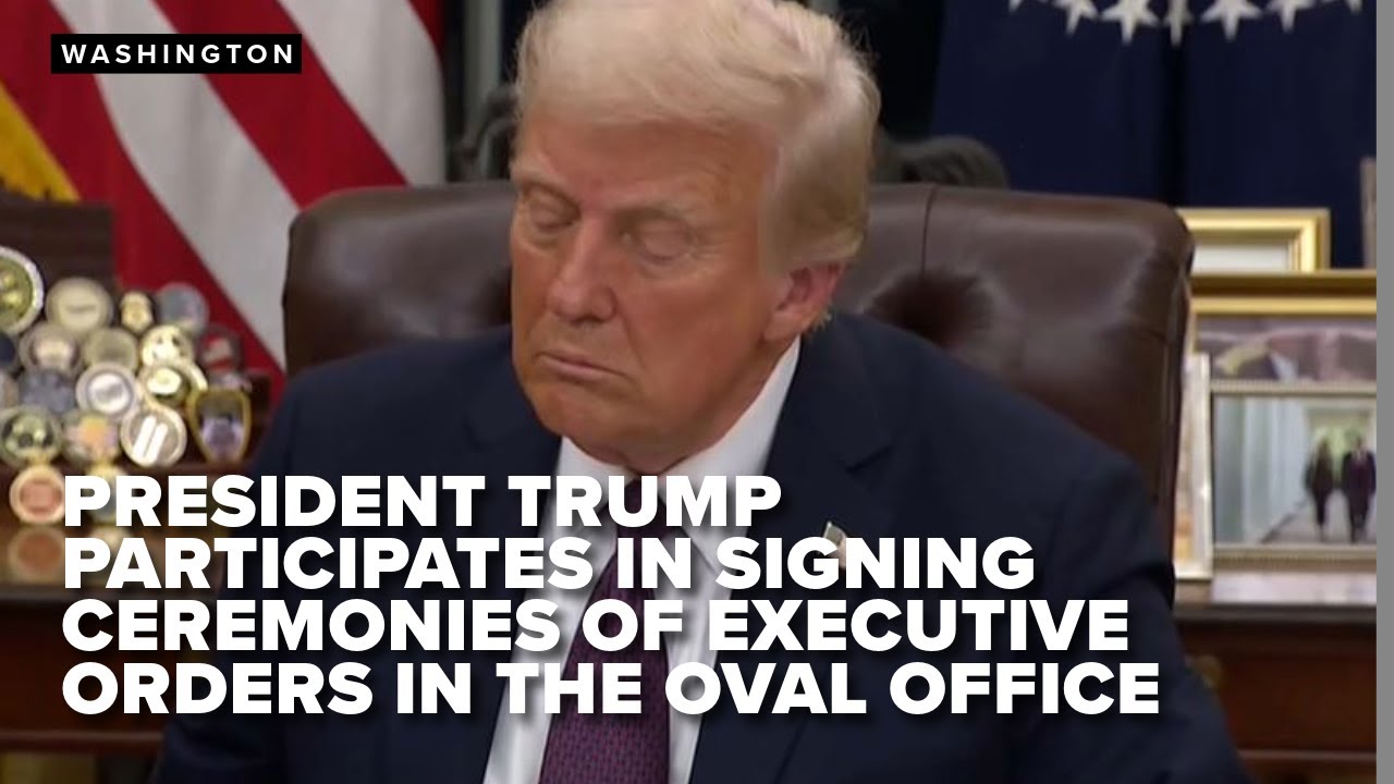 President Trump participates in signing ceremonies of executive orders in the Oval Office.