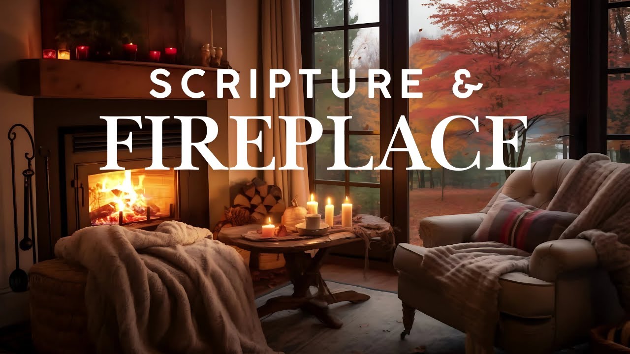 4K Relaxing Fireplace With Bible Scriptures & Crackling Fire Sounds 🔥 4K     1 HR